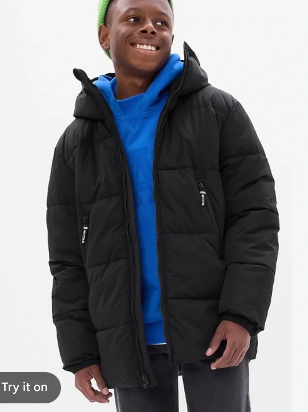 GAP Teen Puffer Jacket size 10 Black